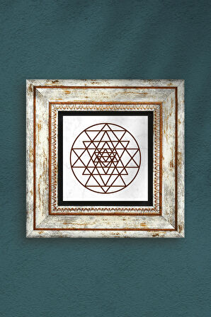 Sri Yantra Taş Duvar Tablosu Çerçeveli Duvar Dekoru Wall Art