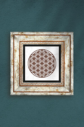 Yaşam Çiçeği Taş Duvar Tablosu Çerçeveli Duvar Dekoru Wall Art
