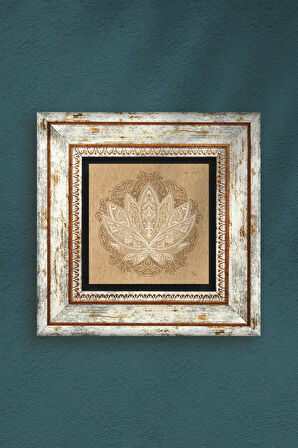 Lotus Çiçeği Taş Duvar Tablosu Çerçeveli Duvar Dekoru Wall Art