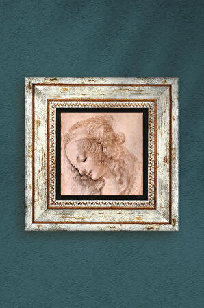 Leonardo da Vinci Genç Bir Kadının Baş Profili Taş Duvar Tablosu Çerçeveli Duvar Dekoru Wall Art
