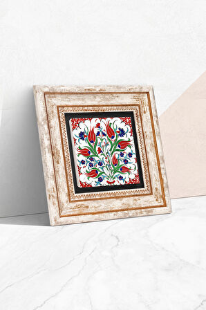 Çini Sanatı Lale Taş Duvar Tablosu Çerçeveli Duvar Dekoru Wall Art