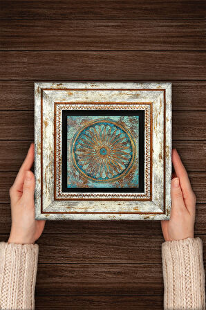 Yaşam Çiçeği Taş Duvar Tablosu Çerçeveli Duvar Dekoru Wall Art