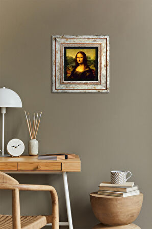 Leonardo da Vinci Mona Lisa Taş Duvar Tablosu Çerçeveli Duvar Dekoru Wall Art