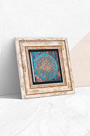 Yaşam Çiçeği Taş Duvar Tablosu Çerçeveli Duvar Dekoru Wall Art