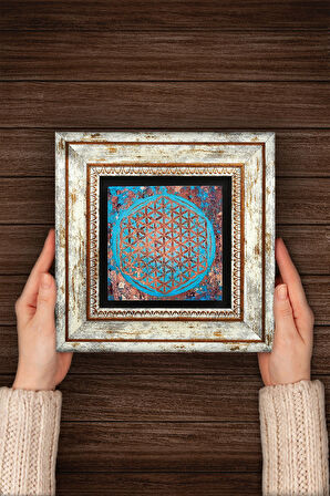 Yaşam Çiçeği Taş Duvar Tablosu Çerçeveli Duvar Dekoru Wall Art