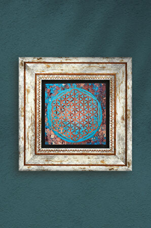 Yaşam Çiçeği Taş Duvar Tablosu Çerçeveli Duvar Dekoru Wall Art