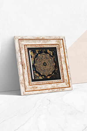 Sri Yantra Taş Duvar Tablosu Çerçeveli Duvar Dekoru Wall Art