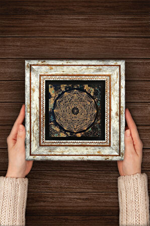 Sri Yantra Taş Duvar Tablosu Çerçeveli Duvar Dekoru Wall Art