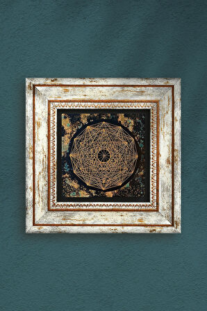 Sri Yantra Taş Duvar Tablosu Çerçeveli Duvar Dekoru Wall Art