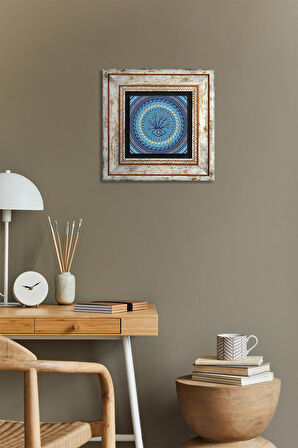 Nazar Ağaç Taş Duvar Tablosu Çerçeveli Duvar Dekoru Wall Art