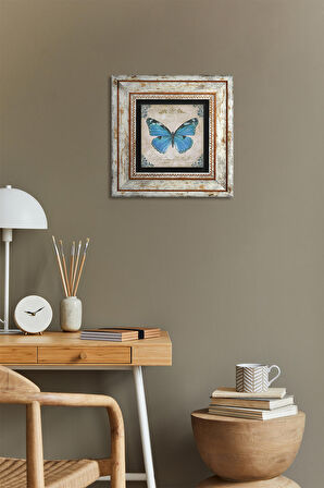 Kelebek Taş Duvar Tablosu Çerçeveli Duvar Dekoru Wall Art