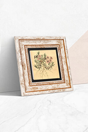 Vintage Çiçek Taş Duvar Tablosu Çerçeveli Duvar Dekoru Wall Art