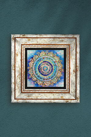 Mandala Taş Duvar Tablosu Çerçeveli Duvar Dekoru Wall Art