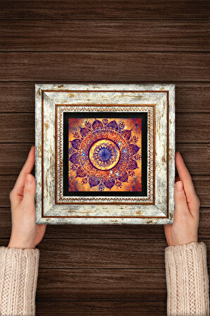 Mandala Taş Duvar Tablosu Çerçeveli Duvar Dekoru Wall Art