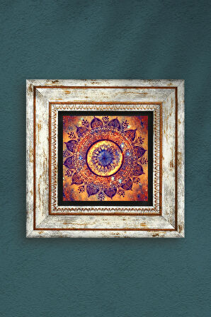 Mandala Taş Duvar Tablosu Çerçeveli Duvar Dekoru Wall Art