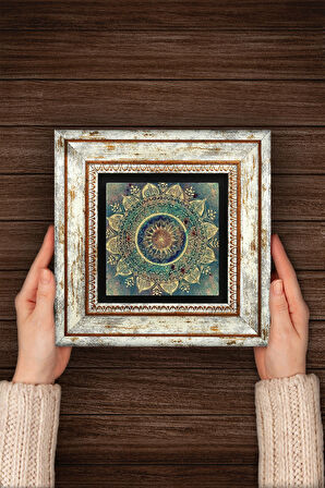 Mandala Taş Duvar Tablosu Çerçeveli Duvar Dekoru Wall Art