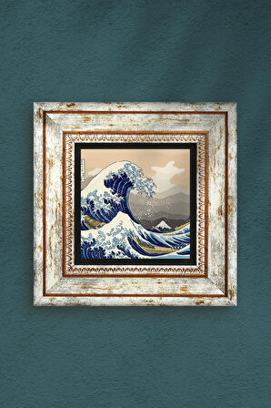 Büyük Dalga Japon Sanatı Taş Duvar Tablosu Çerçeveli Duvar Dekoru Wall Art