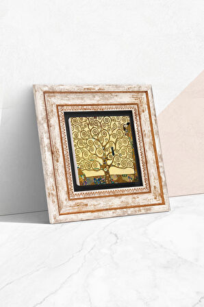 Gustav Klimt Hayat Ağacı Taş Duvar Tablosu Çerçeveli Duvar Dekoru Wall Art