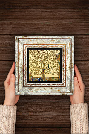 Gustav Klimt Hayat Ağacı Taş Duvar Tablosu Çerçeveli Duvar Dekoru Wall Art