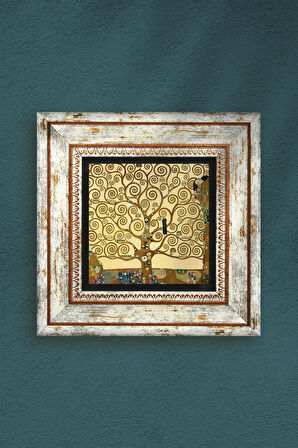 Gustav Klimt Hayat Ağacı Taş Duvar Tablosu Çerçeveli Duvar Dekoru Wall Art