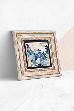 Fuji Dağı Japon Sanatı Taş Duvar Tablosu Çerçeveli Duvar Dekoru Wall Art