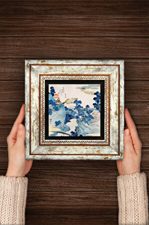 Fuji Dağı Japon Sanatı Taş Duvar Tablosu Çerçeveli Duvar Dekoru Wall Art