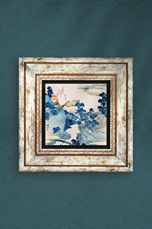 Fuji Dağı Japon Sanatı Taş Duvar Tablosu Çerçeveli Duvar Dekoru Wall Art