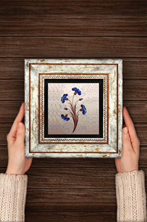 Ebru Sanatı Taş Duvar Tablosu Çerçeveli Duvar Dekoru Wall Art