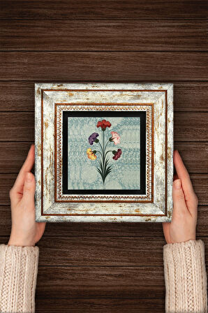 Ebru Sanatı Taş Duvar Tablosu Çerçeveli Duvar Dekoru Wall Art