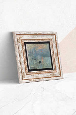 Claude Monet İzlenim Gün Doğumu Taş Duvar Tablosu Çerçeveli Duvar Dekoru Wall Art