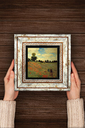 Claude Monet Gelincikler Taş Duvar Tablosu Çerçeveli Duvar Dekoru Wall Art