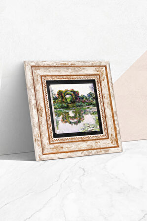 Claude Monet Gül Çiçekli Kemer Taş Duvar Tablosu Çerçeveli Duvar Dekoru Wall Art