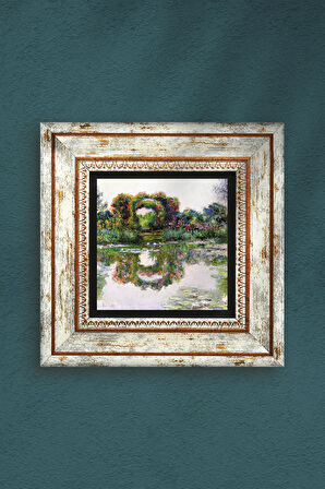 Claude Monet Gül Çiçekli Kemer Taş Duvar Tablosu Çerçeveli Duvar Dekoru Wall Art