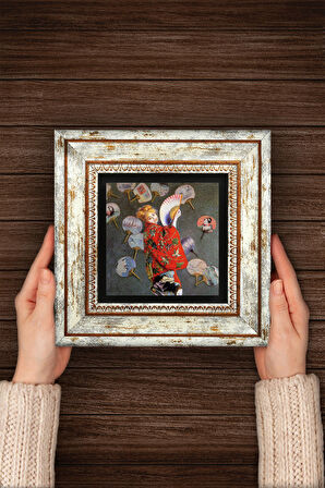 Claude Monet Japon Kostümü Taş Duvar Tablosu Çerçeveli Duvar Dekoru Wall Art