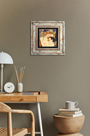 Gustav Klimt Anne Çocuk Taş Duvar Tablosu Çerçeveli Duvar Dekoru Wall Art