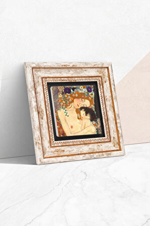 Gustav Klimt Anne Çocuk Taş Duvar Tablosu Çerçeveli Duvar Dekoru Wall Art