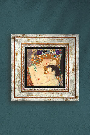 Gustav Klimt Anne Çocuk Taş Duvar Tablosu Çerçeveli Duvar Dekoru Wall Art