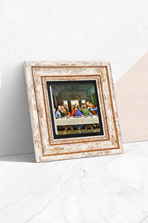 Leonardo da Vinci Son Akşam Yemeği Taş Duvar Tablosu Çerçeveli Duvar Dekoru Wall Art