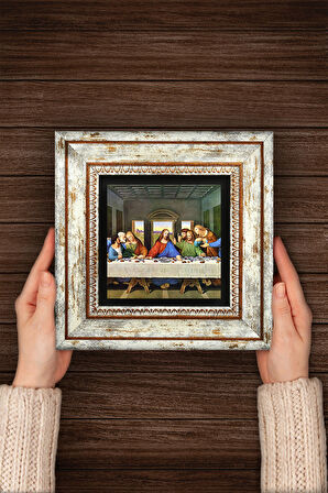 Leonardo da Vinci Son Akşam Yemeği Taş Duvar Tablosu Çerçeveli Duvar Dekoru Wall Art