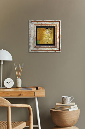 Gustav Klimt Adele Bloch-Bauer'in Portresi Taş Duvar Tablosu Çerçeveli Duvar Dekoru Wall Art