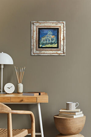 Van Gogh Auvers'deki Kilise Taş Duvar Tablosu Çerçeveli Duvar Dekoru Wall Art
