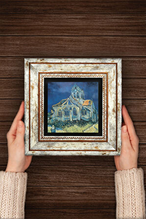 Van Gogh Auvers'deki Kilise Taş Duvar Tablosu Çerçeveli Duvar Dekoru Wall Art