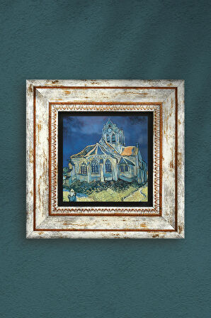 Van Gogh Auvers'deki Kilise Taş Duvar Tablosu Çerçeveli Duvar Dekoru Wall Art