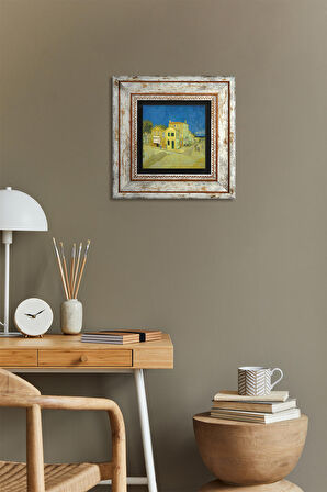 Van Gogh Sarı Ev Taş Duvar Tablosu Çerçeveli Duvar Dekoru Wall Art