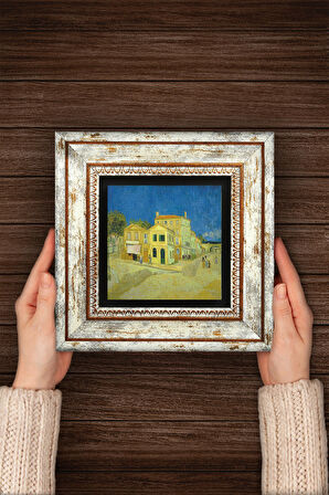 Van Gogh Sarı Ev Taş Duvar Tablosu Çerçeveli Duvar Dekoru Wall Art