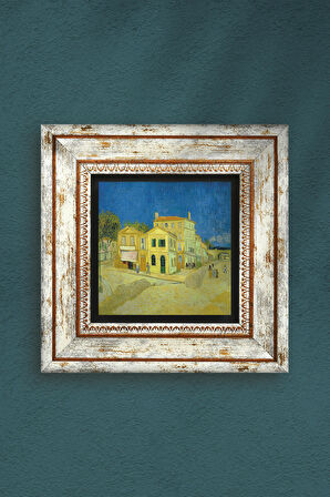 Van Gogh Sarı Ev Taş Duvar Tablosu Çerçeveli Duvar Dekoru Wall Art