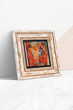 Picasso Avignonlu Kızlar Taş Duvar Tablosu Çerçeveli Duvar Dekoru Wall Art