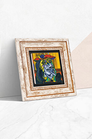 Picasso Ağlayan Kadın Taş Duvar Tablosu Çerçeveli Duvar Dekoru Wall Art