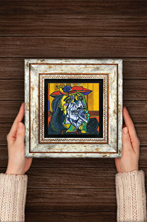 Picasso Ağlayan Kadın Taş Duvar Tablosu Çerçeveli Duvar Dekoru Wall Art