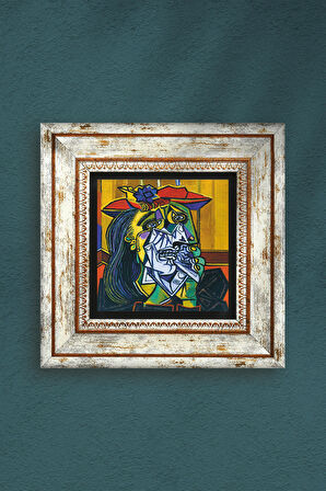 Picasso Ağlayan Kadın Taş Duvar Tablosu Çerçeveli Duvar Dekoru Wall Art